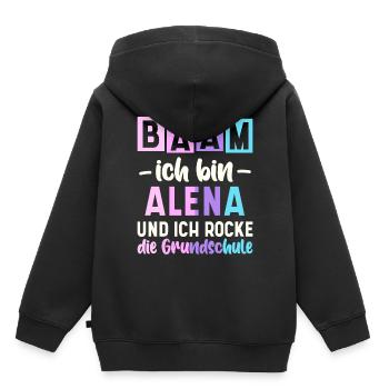 Name Alena Geschenk Grundschule - Kinder Premium Organic Hoodie - Schwarz - Hinten - AI Model Kid Male (0cm)