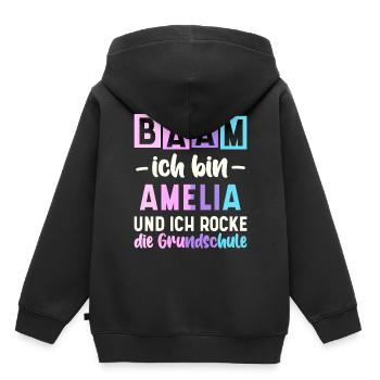Name Amelia Geschenk Grundschule - Kinder Premium Organic Hoodie - Schwarz - Hinten - AI Model Kid Male (0cm)