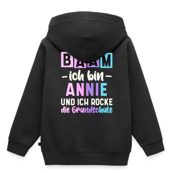 Name Annie Geschenk Grundschule - Kinder Premium Organic Hoodie - Schwarz - Hinten - AI Model Kid Male (0cm)