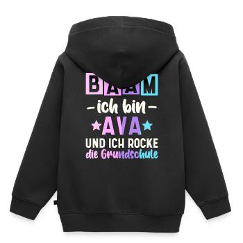 Name Ava Geschenk Grundschule - Kinder Premium Organic Hoodie - Schwarz - Hinten - AI Model Kid Male (0cm)