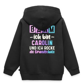 Name Carolin Geschenk Grundschule - Kinder Premium Organic Hoodie - Schwarz - Hinten - AI Model Kid Male (0cm)