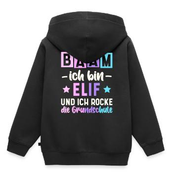 Name Elif Geschenk Grundschule - Kinder Premium Organic Hoodie - Schwarz - Hinten - AI Model Kid Male (0cm)