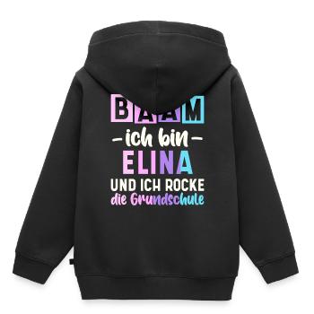 Name Elina Geschenk Grundschule - Kinder Premium Organic Hoodie - Schwarz - Hinten - AI Model Kid Male (0cm)