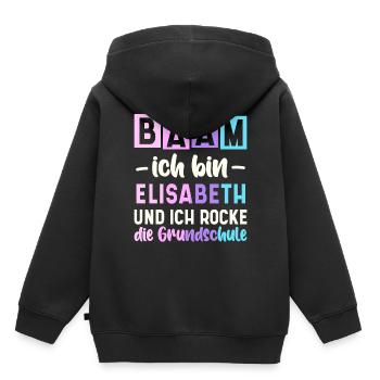 Name Elisabeth Geschenk Grundschule - Kinder Premium Organic Hoodie - Schwarz - Hinten - AI Model Kid Male (0cm)