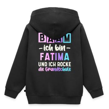 Name Fatima Geschenk Grundschule - Kinder Premium Organic Hoodie - Schwarz - Hinten - AI Model Kid Male (0cm)