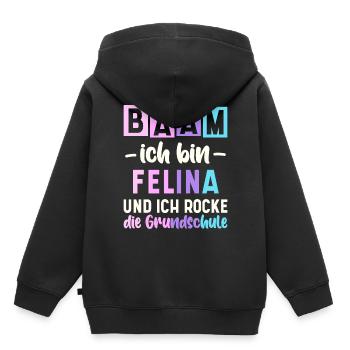 Name Felina Geschenk Grundschule - Kinder Premium Organic Hoodie - Schwarz - Hinten - AI Model Kid Male (0cm)