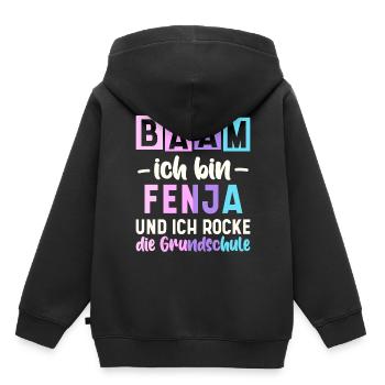 Name Fenja Geschenk Grundschule - Kinder Premium Organic Hoodie - Schwarz - Hinten - AI Model Kid Male (0cm)