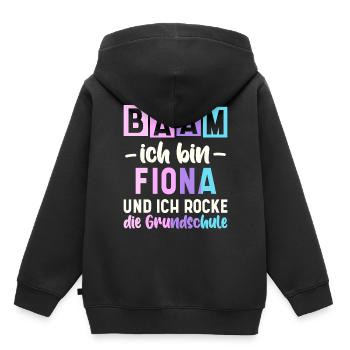 Name Fiona Geschenk Grundschule - Kinder Premium Organic Hoodie - Schwarz - Hinten - AI Model Kid Male (0cm)