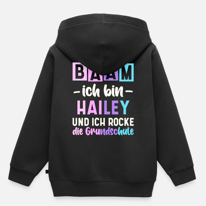 Name Hailey Geschenk Grundschule - Kinder Premium Organic Hoodie - Schwarz