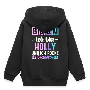Name Holly Geschenk Grundschule - Kinder Premium Organic Hoodie - Schwarz - Hinten - AI Model Kid Male (0cm)