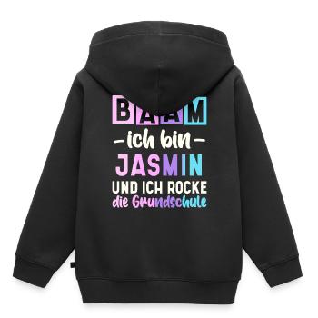 Name Jasmin Geschenk Grundschule - Kinder Premium Organic Hoodie - Schwarz - Hinten - AI Model Kid Male (0cm)