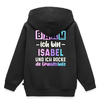Name Isabel Geschenk Grundschule - Kinder Premium Organic Hoodie - Schwarz - Hinten - AI Model Kid Male (0cm)