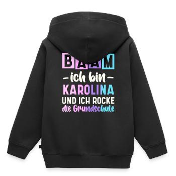 Name Karolina Geschenk Grundschule - Kinder Premium Organic Hoodie - Schwarz - Hinten - AI Model Kid Male (0cm)