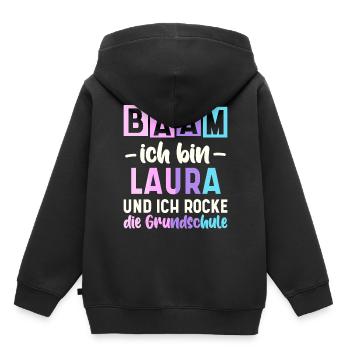 Name Laura Geschenk Grundschule - Kinder Premium Organic Hoodie - Schwarz - Hinten - AI Model Kid Male (0cm)