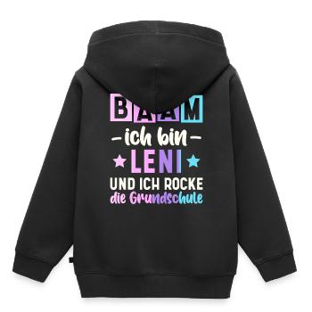 Name Leni Geschenk Grundschule - Kinder Premium Organic Hoodie - Schwarz - Hinten - AI Model Kid Male (0cm)