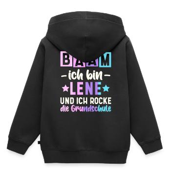 Name Lene Geschenk Grundschule - Kinder Premium Organic Hoodie - Schwarz - Hinten - AI Model Kid Male (0cm)
