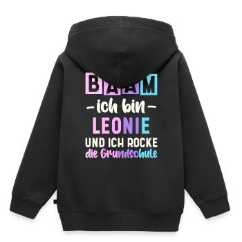 Name Leonie Geschenk Grundschule - Kinder Premium Organic Hoodie - Schwarz - Hinten - AI Model Kid Male (0cm)