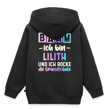 Name Lilith Geschenk Grundschule - Kinder Premium Organic Hoodie - Schwarz - Hinten - AI Model Kid Male (0cm)