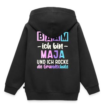 Name Maja Geschenk Grundschule - Kinder Premium Organic Hoodie - Schwarz - Hinten - AI Model Kid Male (0cm)