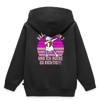 7 Jahre Mädchen Geschenk 7. Geburtstag Sieben - Kinder Premium Organic Hoodie - Schwarz - Hinten - AI Model Kid Male (0cm)
