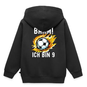 9 Jahre Jungen 9. Geburtstag Geschenk Fußball - Kinder Premium Organic Hoodie - Schwarz - Hinten - AI Model Kid Male (0cm)