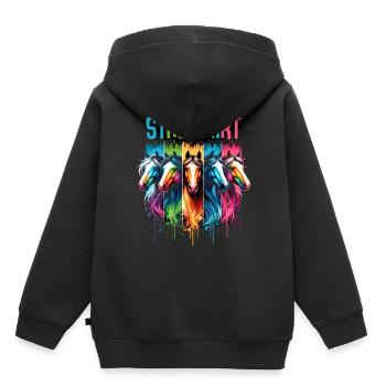 Pferde Stall Pferdestall Geschenk Gbeurtstag Reite - Kinder Premium Organic Hoodie - Schwarz - Hinten - AI Model Kid Male (0cm)