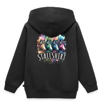 Pferde Stall Geschenk Gbeurtstag Reiten - Kinder Premium Organic Hoodie - Schwarz - Hinten - AI Model Kid Male (0cm)