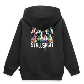 Pferde Stall Geschenk Gbeurtstag Reiten - Kinder Premium Organic Hoodie - Schwarz - Hinten - AI Model Kid Male (0cm)