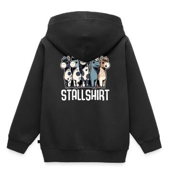 Pferde Stall Geschenk Gbeurtstag Reiten - Kinder Premium Organic Hoodie - Schwarz - Hinten - AI Model Kid Male (0cm)