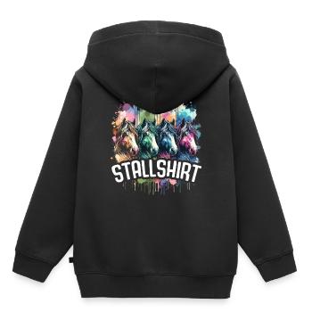 Pferde Stall Geschenk Gbeurtstag Reiten - Kinder Premium Organic Hoodie - Schwarz - Hinten - AI Model Kid Male (0cm)