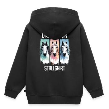 Pferde Stall Geschenk Gbeurtstag Reiten - Kinder Premium Organic Hoodie - Schwarz - Hinten - AI Model Kid Male (0cm)