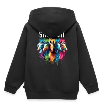 Pferde Stall Geschenk Gbeurtstag Reiten - Kinder Premium Organic Hoodie - Schwarz - Hinten - AI Model Kid Male (0cm)