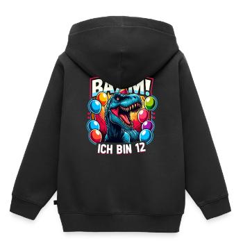 12 Jahre Geschenk Geburtstag Junge Mädchen - Kinder Premium Organic Hoodie - Schwarz - Hinten - AI Model Kid Male (0cm)