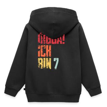 7. Geburtstag 7 Jahre Geschenk Spruch - Kinder Premium Organic Hoodie - Schwarz - Hinten - AI Model Kid Male (0cm)