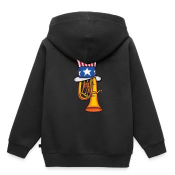 Tuba Musik USA 4th Of July Amerika Big Band Tuba - Kinder Premium Organic Hoodie - Schwarz - Hinten - AI Model Kid Male (0cm)