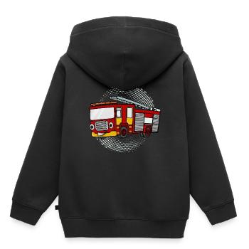 Camion de pompiers Camion de pompiers Cadeau Brigade de pompiers - Sweat Premium à capuche enfant bio - noir - Dos - AI Model Kid Male (0cm)