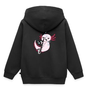 Bassklarinette Axolotl Big Band Kinder Orchester - Kinder Premium Organic Hoodie - Schwarz - Hinten - AI Model Kid Male (0cm)