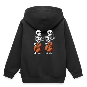 Kontrabass Skelette Orchester Big Band Kontrabass - Kinder Premium Organic Hoodie - Schwarz - Hinten - AI Model Kid Male (0cm)