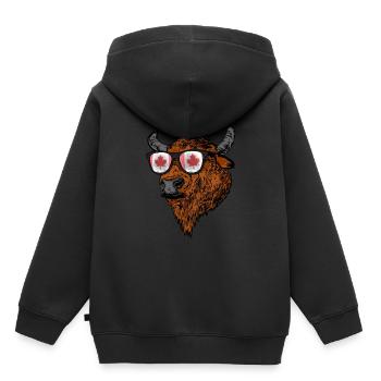 Büffel Geschenk Urlaub Kanada Flagge Kanada - Kinder Premium Organic Hoodie - Schwarz - Hinten - AI Model Kid Male (0cm)