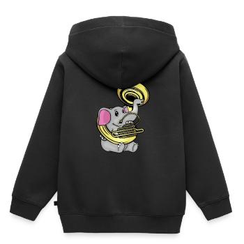 Sousaphone Musik Big Band Orchester Süßer Elefant - Kinder Premium Organic Hoodie - Schwarz - Hinten - AI Model Kid Male (0cm)