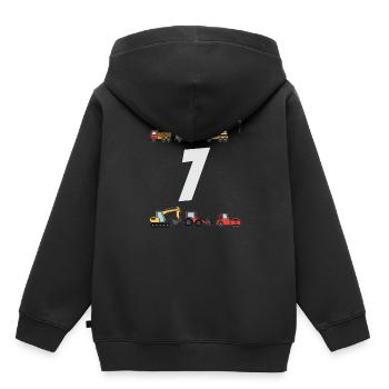 7 Geburtstag Junge Baustelle Kran Bagger Geschenk - Kinder Premium Organic Hoodie - Schwarz - Hinten - AI Model Kid Male (0cm)