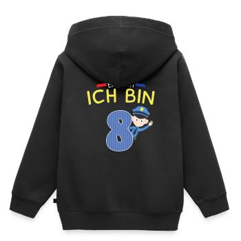 8.Geburtstag Junge Polizist Kind Polizei Geschenk - Kinder Premium Organic Hoodie - Schwarz - Hinten - AI Model Kid Male (0cm)