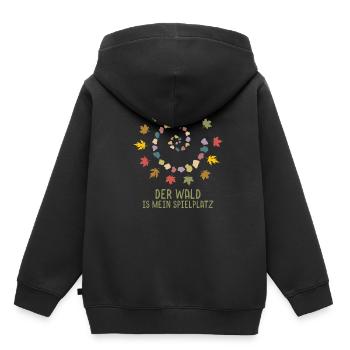 Enfants de la forêt - La forêt est mon terrain de jeu - Sweat Premium à capuche enfant bio - noir - Dos - AI Model Kid Male (0cm)
