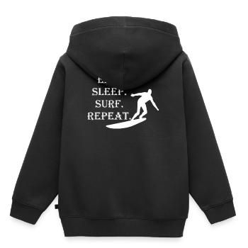Manger sommeil répéter répéter - Sweat Premium à capuche enfant bio - noir - Dos - AI Model Kid Male (0cm)