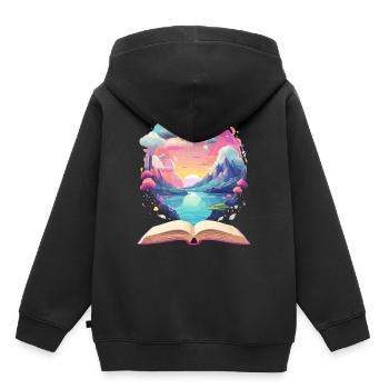 Zauberhafte Bücher Welten - Kinder Premium Organic Hoodie - Schwarz - Hinten - AI Model Kid Male (0cm)
