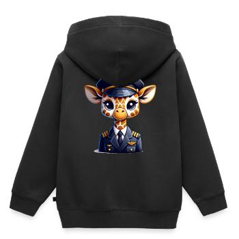 Cute Giraffe Pilot - Kids Premium Organic Hoodie - black - Back - AI Model Kid Male (0cm)
