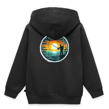 Sunset Angler - Fishing Gift Men - Kids Premium Organic Hoodie - black - Back - AI Model Kid Male (0cm)