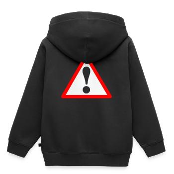 attention - Sweat Premium à capuche enfant bio - noir - Dos - AI Model Kid Male (0cm)