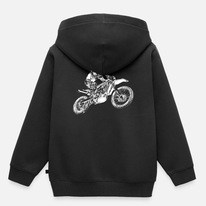 motocross - Sweat Premium à capuche enfant bio - noir