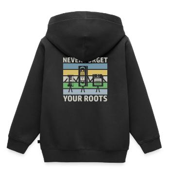 Retro Spruch Technik VHS Audiokassette Diskette - Kinder Premium Organic Hoodie - Schwarz - Hinten - AI Model Kid Male (0cm)